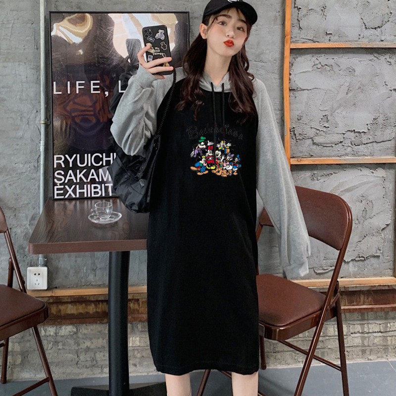 Váy hoodie tay dài in hình hoạt hình xinh xắn dễ thương | BigBuy360 - bigbuy360.vn