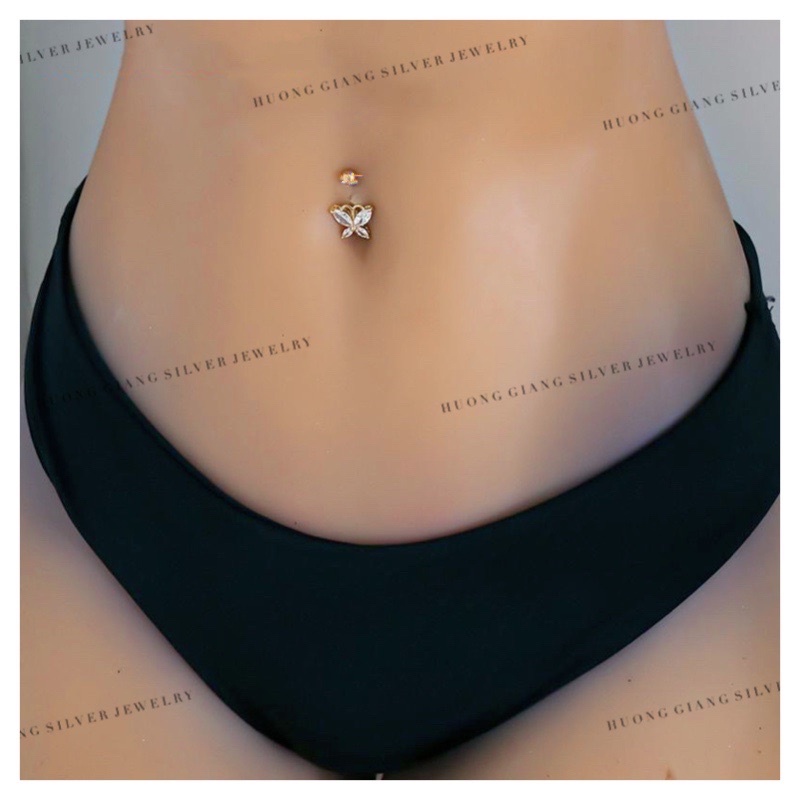 Khuyên rốn bạc s925 xi kim hình bướm nhỏ  - HuongGiangSilver