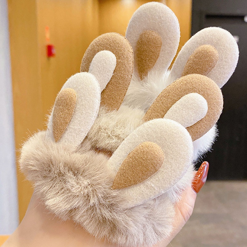 Băng Đô Cài Tóc Tai Thỏ Bằng Lông Mềm Mại Dễ Thương