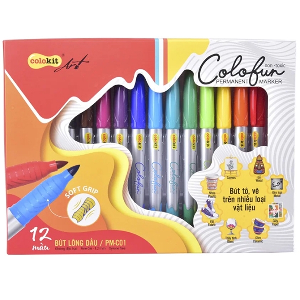 Hộp 12 Màu Bút Lông Dầu Colokit PM-C01 12 Màu