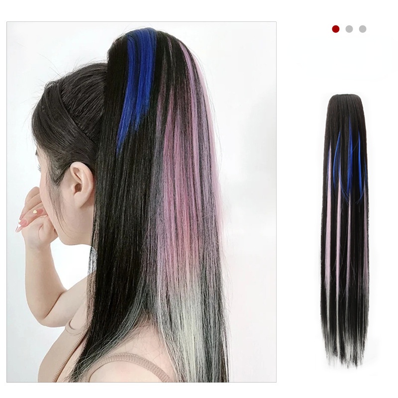 Tóc Giả Đuôi Ngựa Thẳng Nhuộm Màu Nhuộm Gradient Có Kẹp Tóc Đuôi Ngựa Thời Trang Cho Nữ