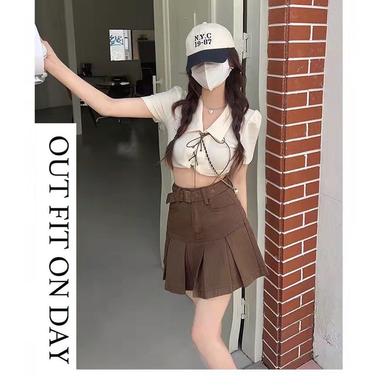 Chân Váy Kaki Nữ Ngắn Xếp Ly Kèm Đai Dây Đai Bản To Thời Trang Hot 2022 Chân Váy Sexy Hàng Loại 1 Cv4802