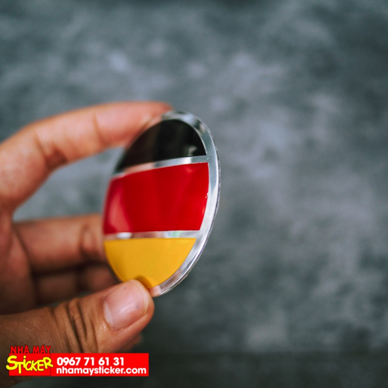 Sticker metal dán mâm xe hơi tròn 5.5cm - Cờ Đức miếng lẻ - STICKER FACTORY