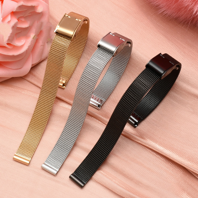 Dây đeo đồng hồ bằng thép không gỉ đầu thẳng khóa lưới phong cách Milan 8mm 10mm 12mm 14mm 15mm 16mm 20mm 24mm