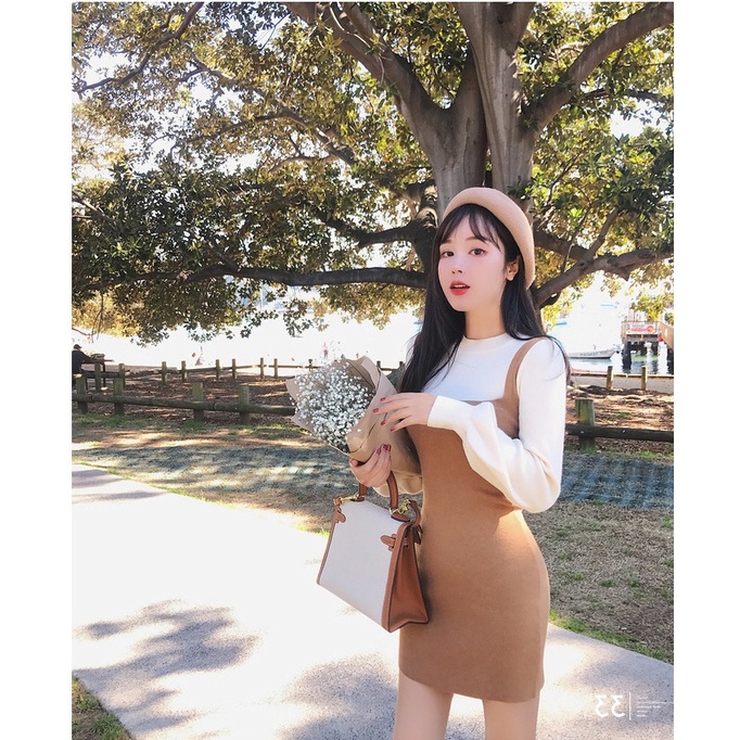 Váy nữ đẹp🌸FREESHIP🌸Váy len dáng ngắn tay bồng ôm body siêu xinh phong cách trẻ trung