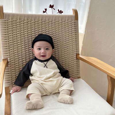 Bộ Áo Liền Quần Tay Dài In Hoạt Hình Dễ Thương Thời Trang Xuân Thu Cho Bé Sơ Sinh