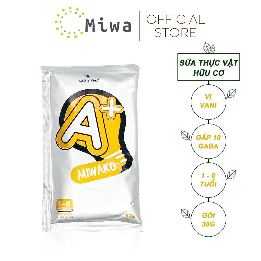 Sữa Công Thức Thực Vật Hữu Cơ Miwako A+ Cho Trẻ Dị Ứng Sữa Đạm Bò, Trẻ Biếng Ăn, Vị Vani (30g) - Miwa Store