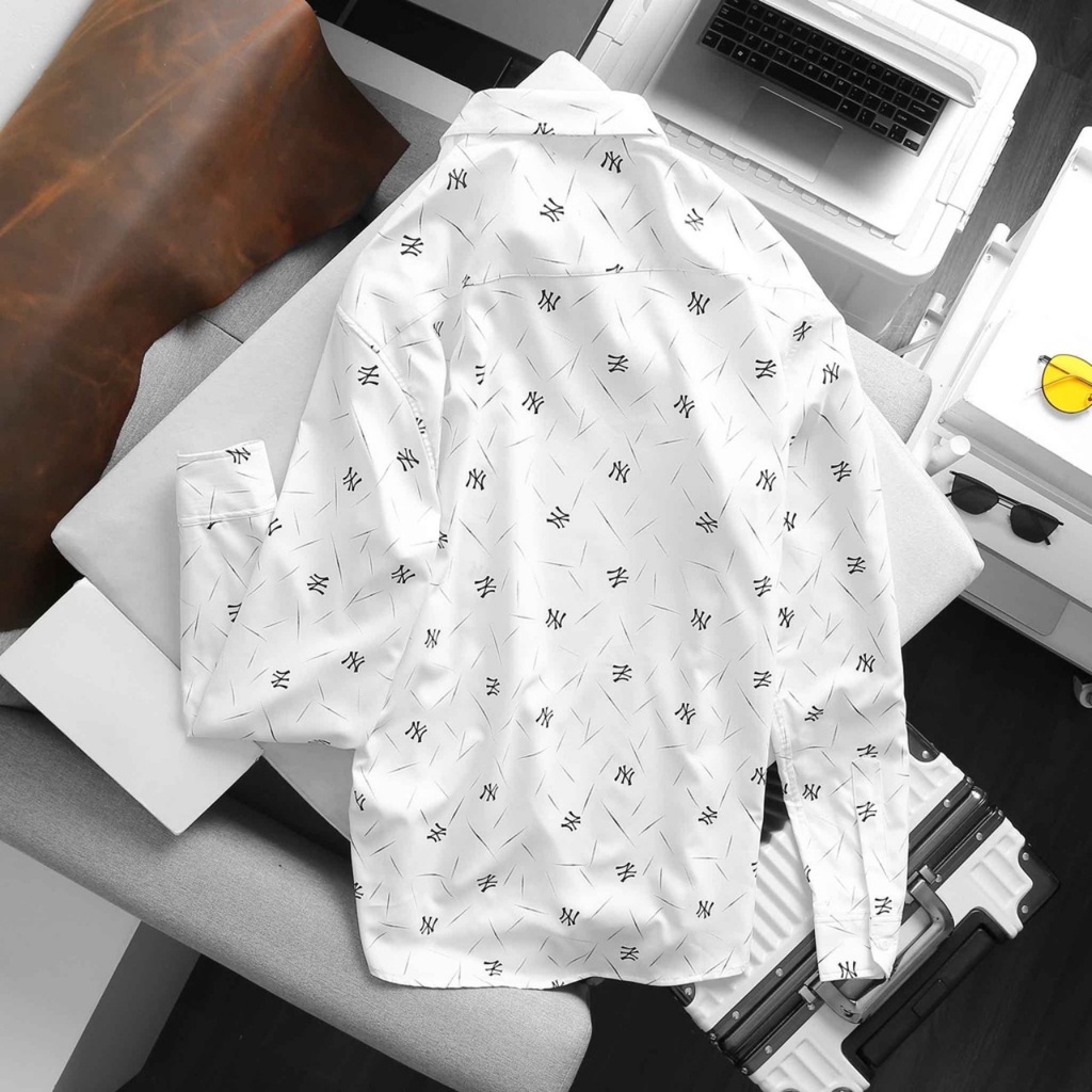 Áo sơ mi nam tay dài NY toàn thân bigsize thời trang màu trắng đen - 70-130kg