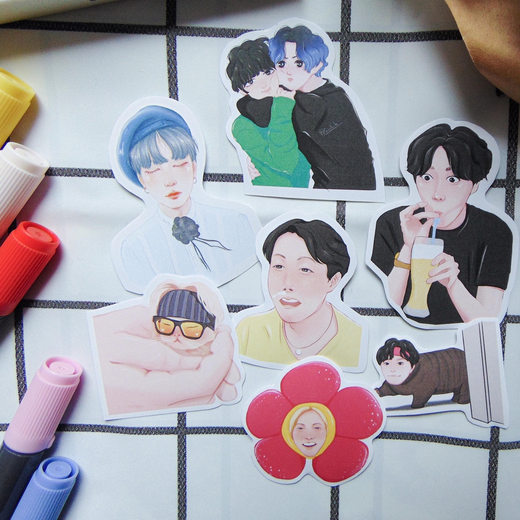 Bộ 7 Miếng Dán Hình Thành Viên BTS | BTS sticker