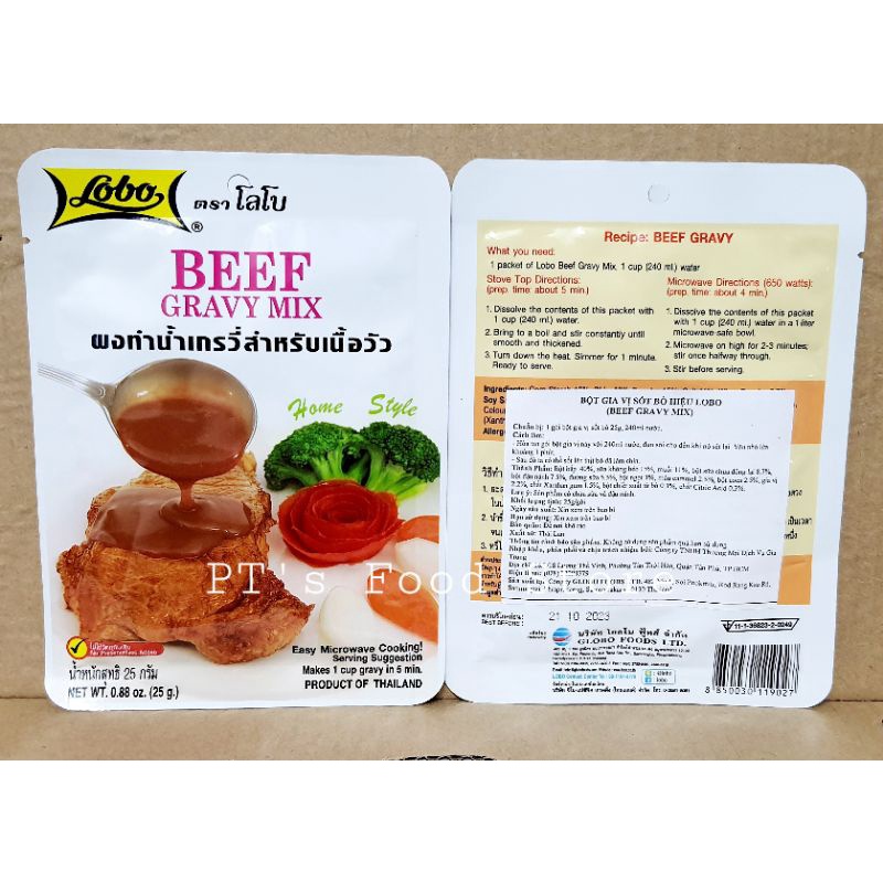 [Lobo Thái] Gia vị Sốt Nâu Gravy 25g / Beef Gravy Mix Lobo. Làm Xốt khoai tây nghiền, sốt bò nướng, sốt gà chiên