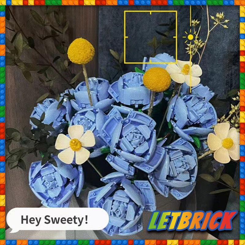✨Lebrick✨Bộ Đồ Chơi LEGO Xếp Hình Hoa Hồng Xanh Dương Lãng Mạn Sáng Tạo Thích Hợp Làm Quà Sinh Nhật Cho Bé Gái