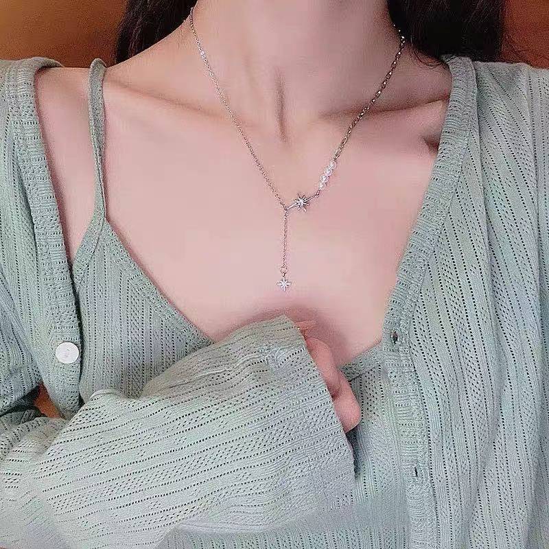 Vòng Cổ Ngọc Trai Ngôi Sao Hình Bát Giác Mới Cho Nữ