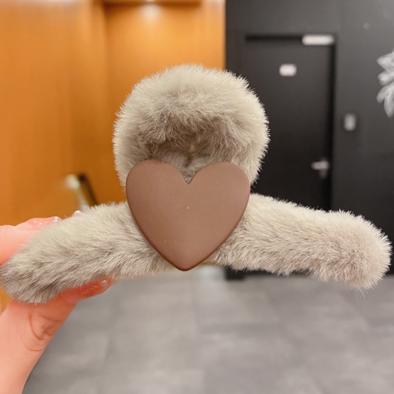 Kẹp Tóc Càng Cua Chống Trượt Hình Trái Tim Bằng Vải Lông