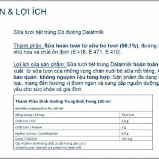 Sữa tươi Dalat Milk bịch 220ml
