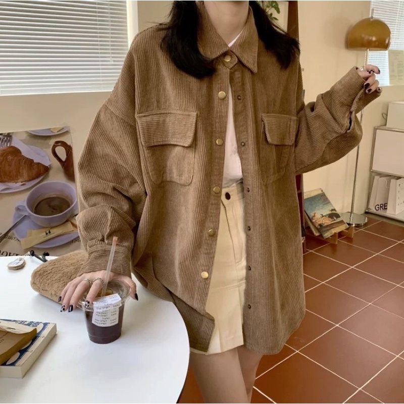 Áo sơ mi nhung tăm trơn 8193