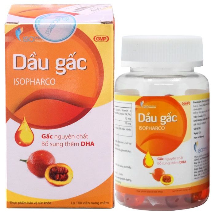 Dầu gấc Isopharco - Hỗ trợ giúp sáng mắt, ngăn ngừa lão hóa, nâng cao sức đề kháng, tăng cường thị lực ( Lọ 100 viên)