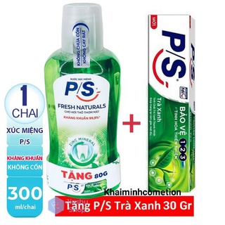 Nước súc miệng ps trà xanh 300ml tặng kem đánh răng ps trà xanh 30 gr