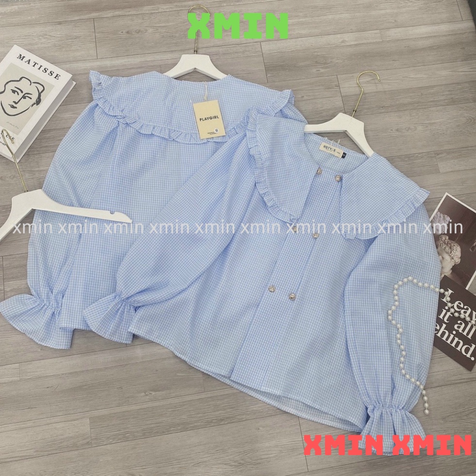 Áo babydoll tay bèo 2 màu hàng đẹp HA0005 xmin