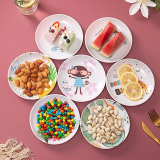 Đĩa phíp💖FREESHIP💖Đĩa phíp nhựa tròn đựng bánh kẹo hoa quả hình hoa lá, hoạt hình