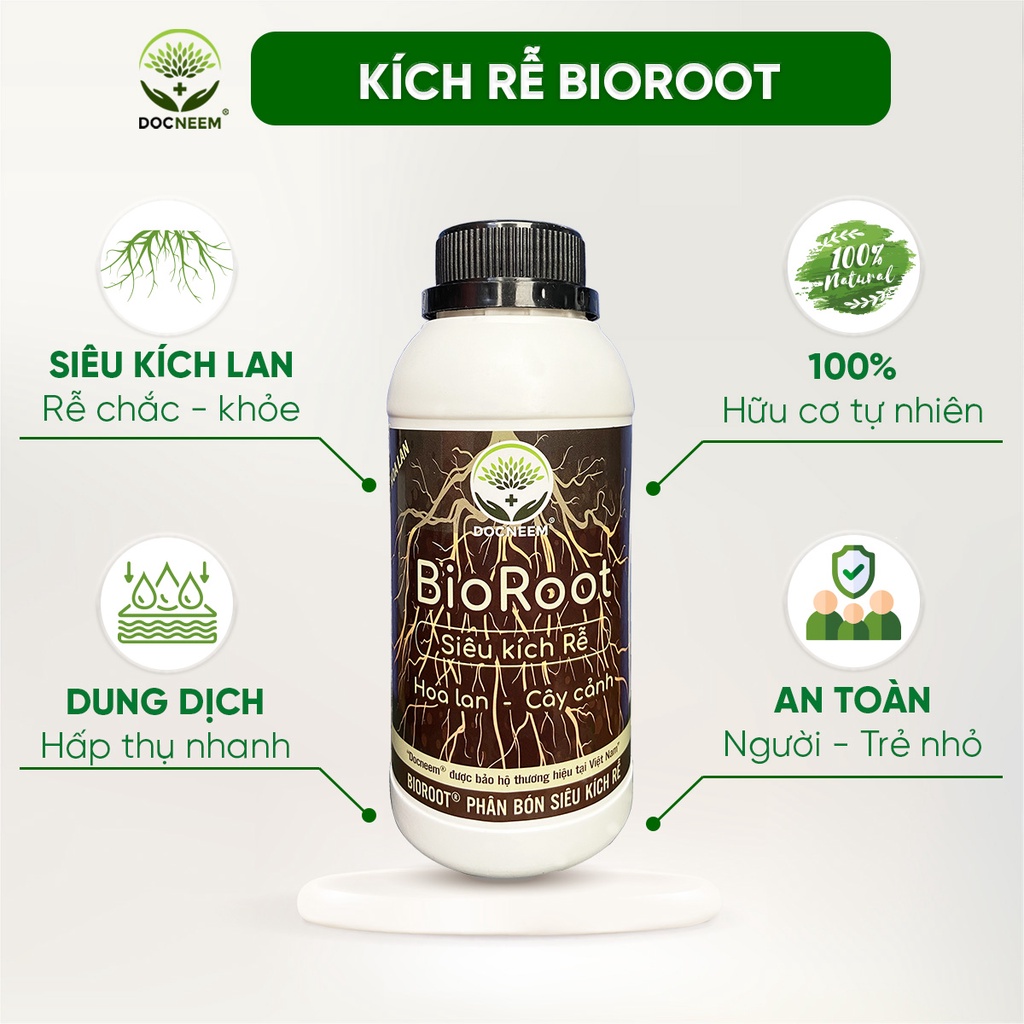 Phân bón kích rễ Bio Root 500ml, rễ khỏe vượt trội, dinh dưỡng tối ưu, dùng cho hoa lan, cây cảnh, chính hãng DOCNEEM