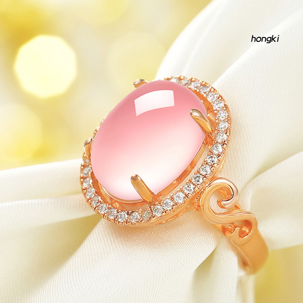 Nhẫn Hợp Kim Đính Đá Hình Oval Thời Trang Cho Nữ