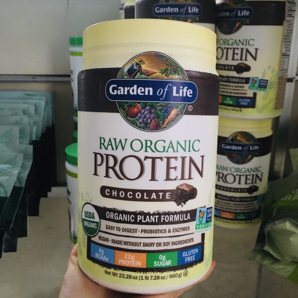 BỘT Đạm Thực Vật Hữu Cơ Từ Hạt Nảy Mầm Garden of Life - RAW Organic Protein Chocolate 660g