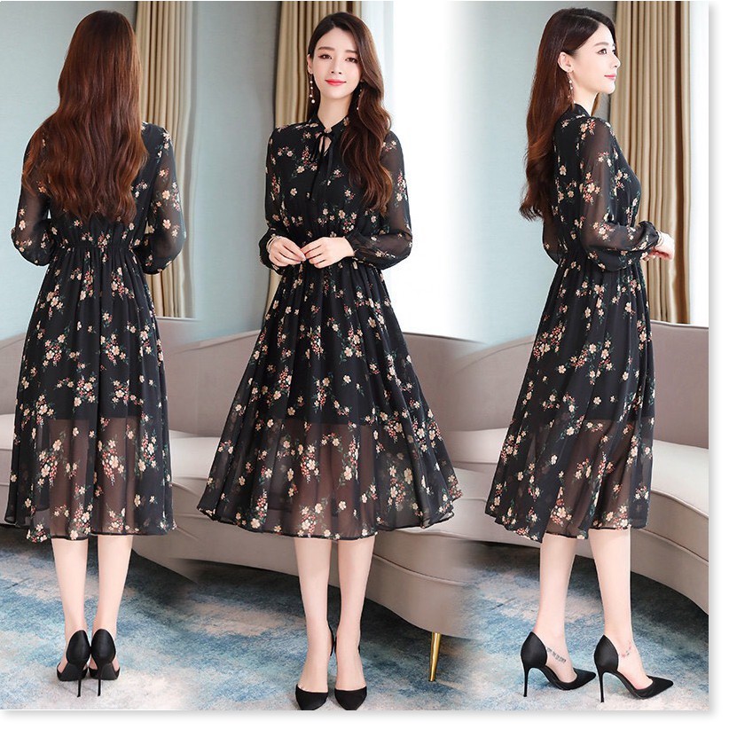 ĐẦM LỤA HOA,HỌA TIẾT ĐƠN GIẢN NHƯNG KHÔNG KÉM PHẦN SANG TRỌNG LANA FASHION