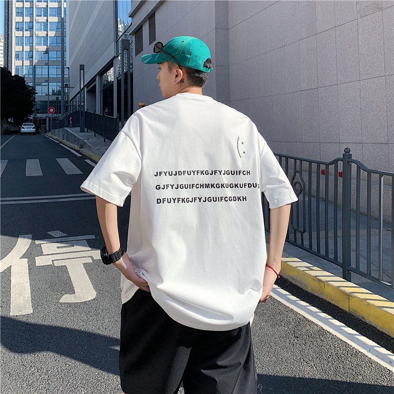 Áo Thun Dáng Rộng Tay Nửa In Chữ Phong Cách Hong Kong Thời Trang Mùa Hè Dành Cho Nam 2022