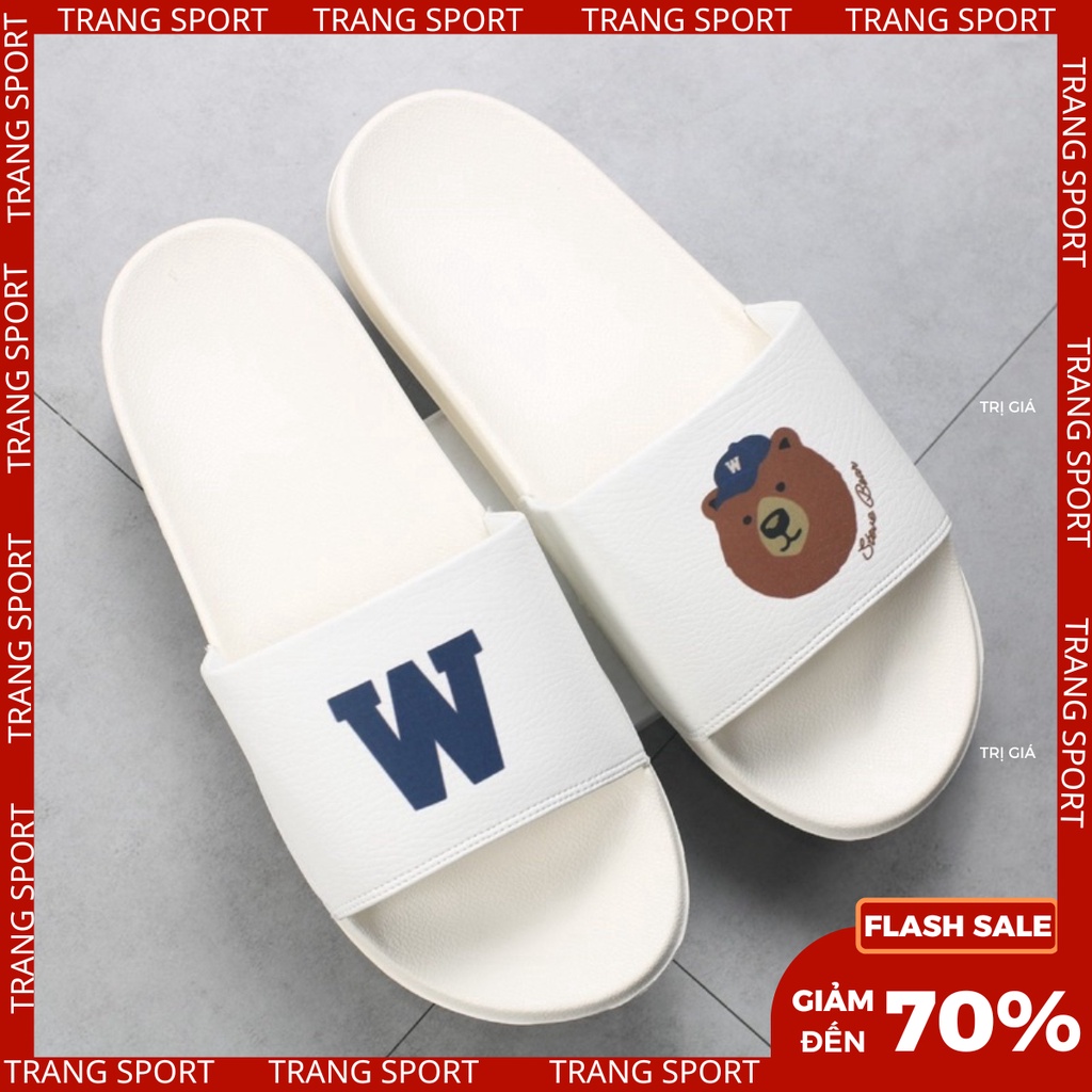 Dép sandal đế bằng quai ngang cặp đôi phối da cute form bé