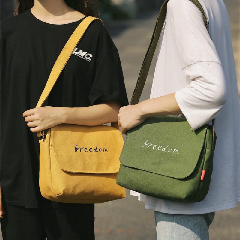 Túi xách đeo chéo bằng vải canvas phong cách Hàn Quốc ulzzang cá tính cho nam