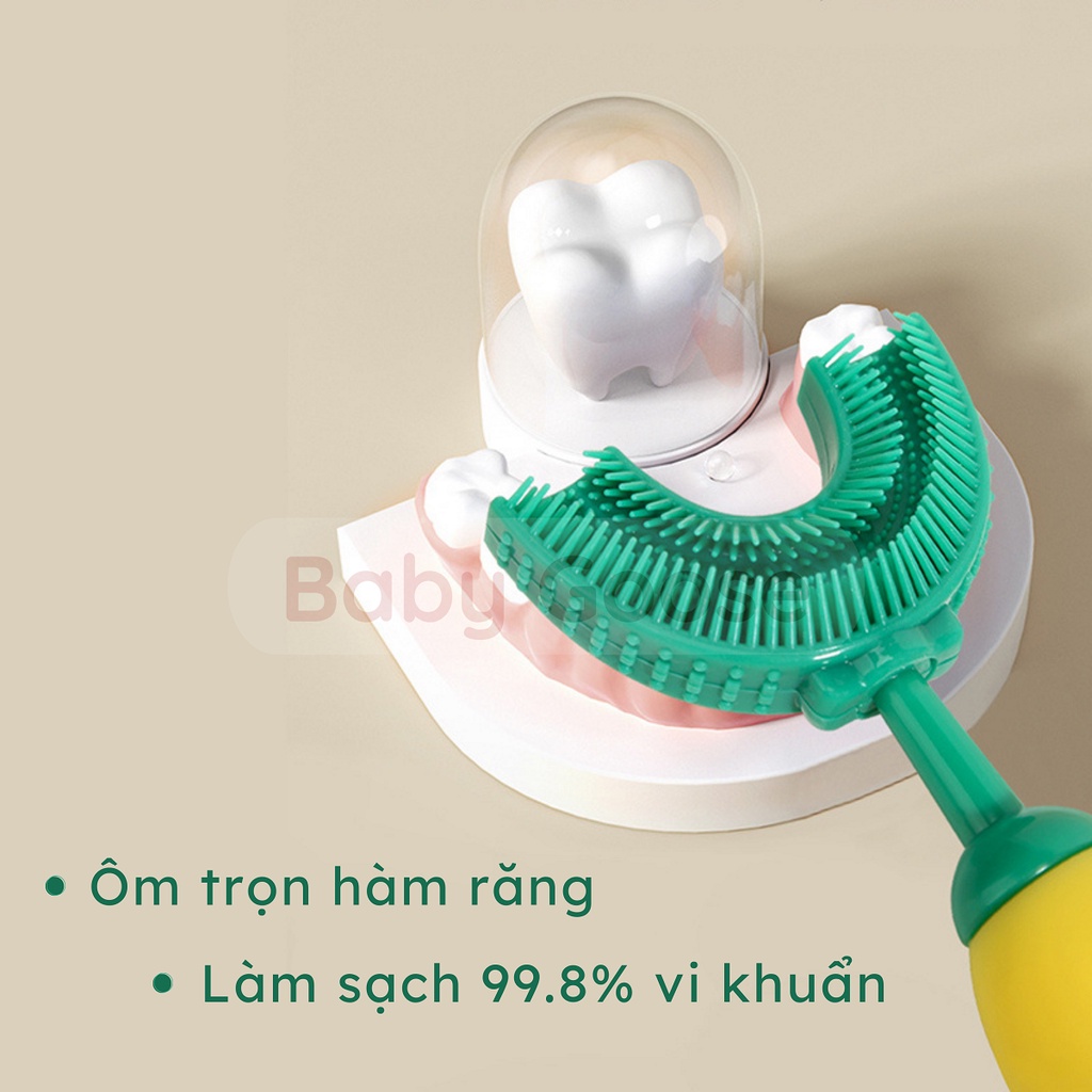 Bàn chải đánh răng chữ U Silicone siêu mềm Baby Goose, chịu được lực cắn, cho bé từ 1,5 tuổi.