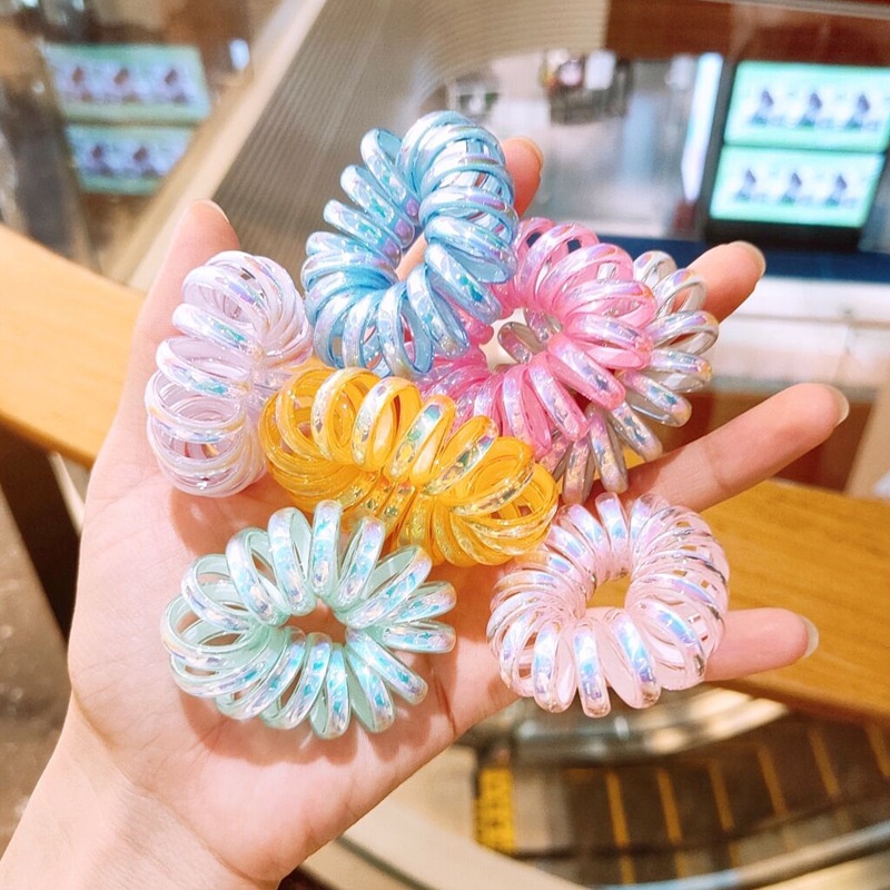Dây Buộc Tóc Co Giãn Chất Liệu Nhựa Hình Xoắn Ốc Phong Cách Hàn Quốc Cho Nữ