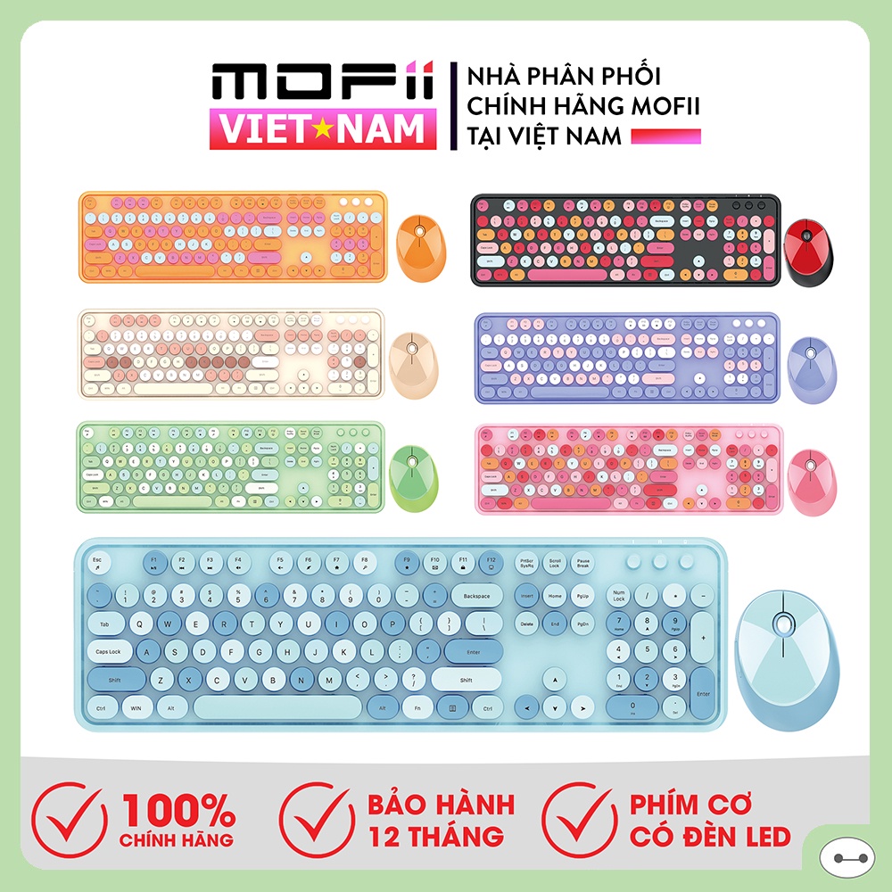 COMBO BÀN PHÍM VÀ CHUỘT KHÔNG DÂY MOFII CANDY SWEET MIXED CHÍNH HÃNG TƯƠNG THÍCH CẢ HỆ ĐIỀU HÀNH WINDOWS VÀ MACOS