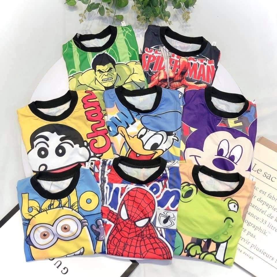 [Xả kho] Bộ Hulk, người nhện, minion, mickey hoạt hình siêu dễ thương cho bé từ 8kg đến 17kg