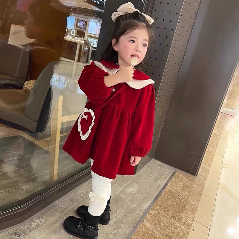VÁY NHUNG HÀN QUỐC KÈM TÚI MẶC TẾT CỰC KỲ ĐẸP DÀNH CHO BÉ SIZE 80 ĐẾN 120