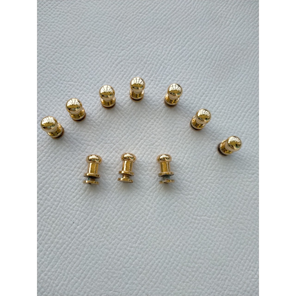 Combo 10 Nút vít nấm màu vàng, đầu 5mm, loại vít vặn ốc dùng làm nút gài nắp túi hoặc làm tăng giảm cho dây đeo