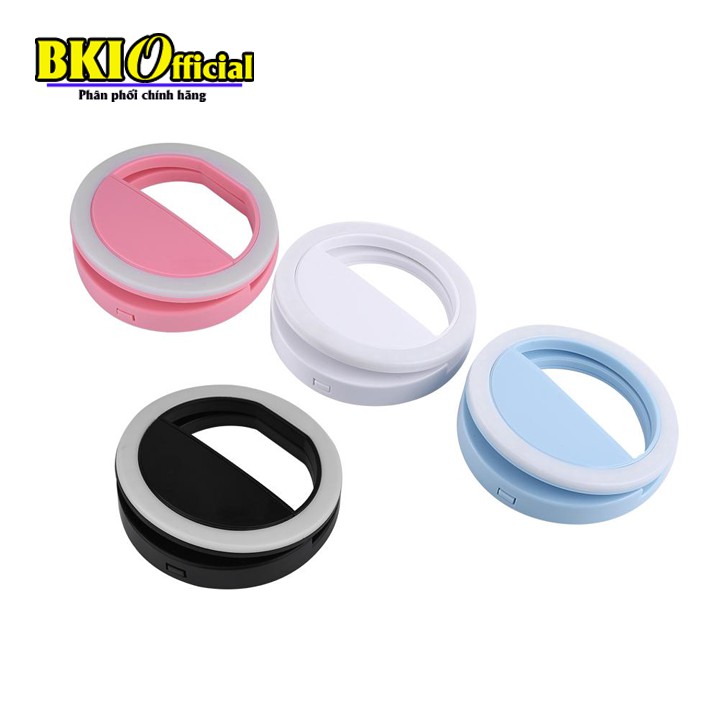 Đèn LED Selfie trợ sáng kẹp điện thoại, 3 chế độ ánh sáng có sạc pin