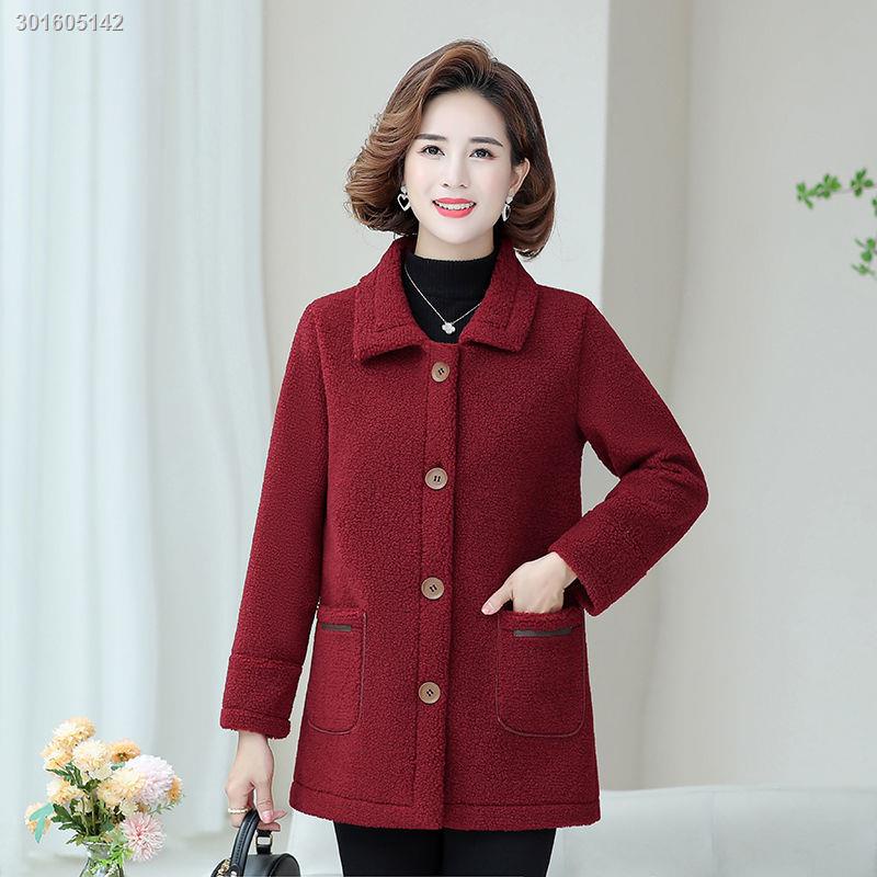 Áo Khoác Lông Cừu Thời Trang Thu Đông Mới Cho Phụ Nữ Trung Niên