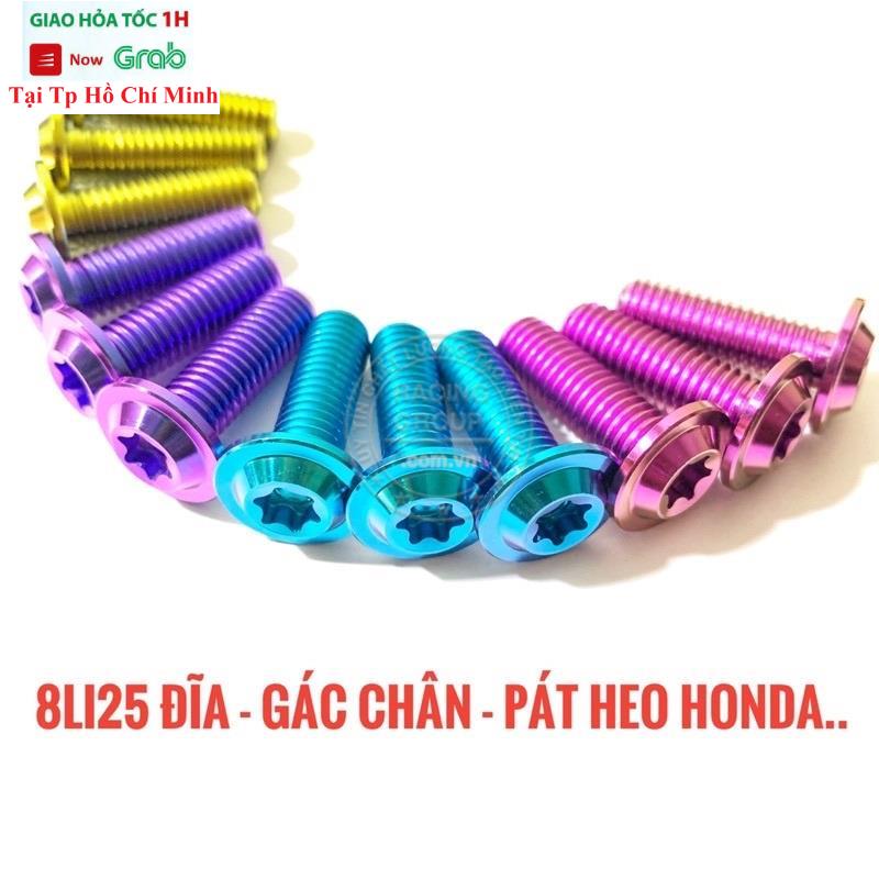 (GR5 XỊN) Ốc titan 8li25 gắn đĩa gác chân và pát heo honda Dù Mỏng