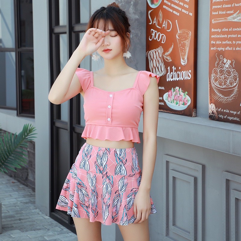 Bộ đồ bơi tắm biển đi bơi bikini chân váy áo cánh tiên che khuyết điểm 9209