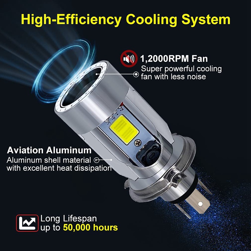 Đèn Pha LED H4 25W 3000LM Siêu Sáng 6000K Chất Lượng Cao Cho Xe Mô Tô