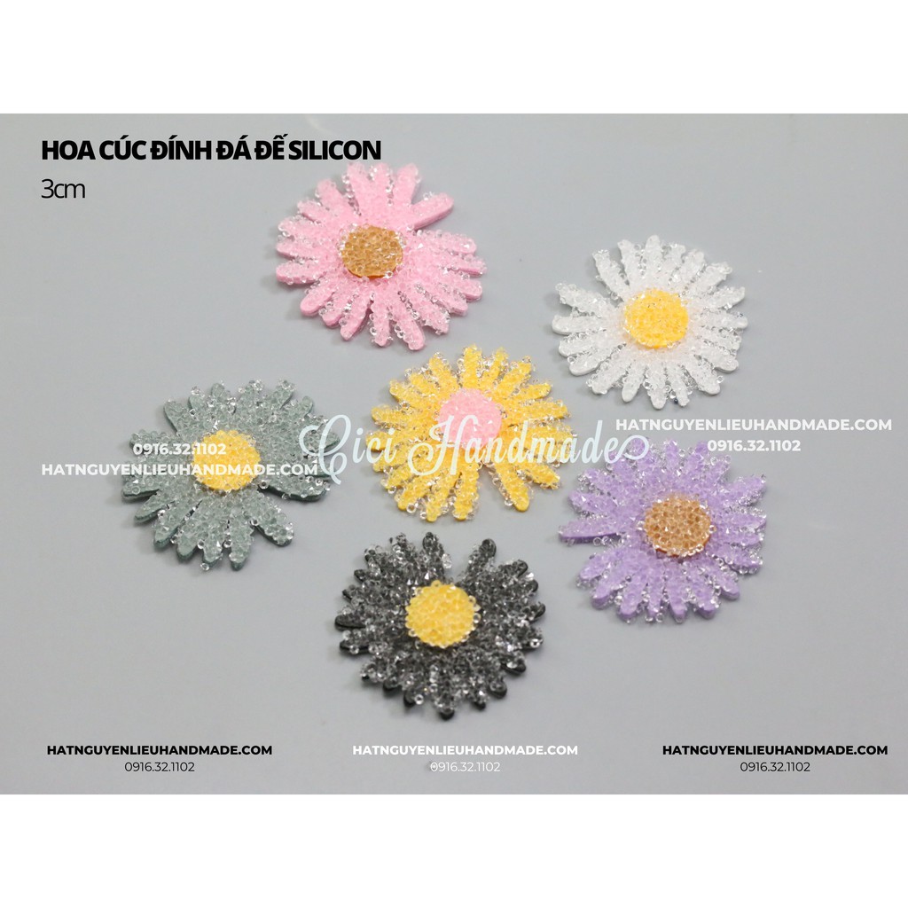 Hoa cúc mới nhất 2021 đính đá đế silicon