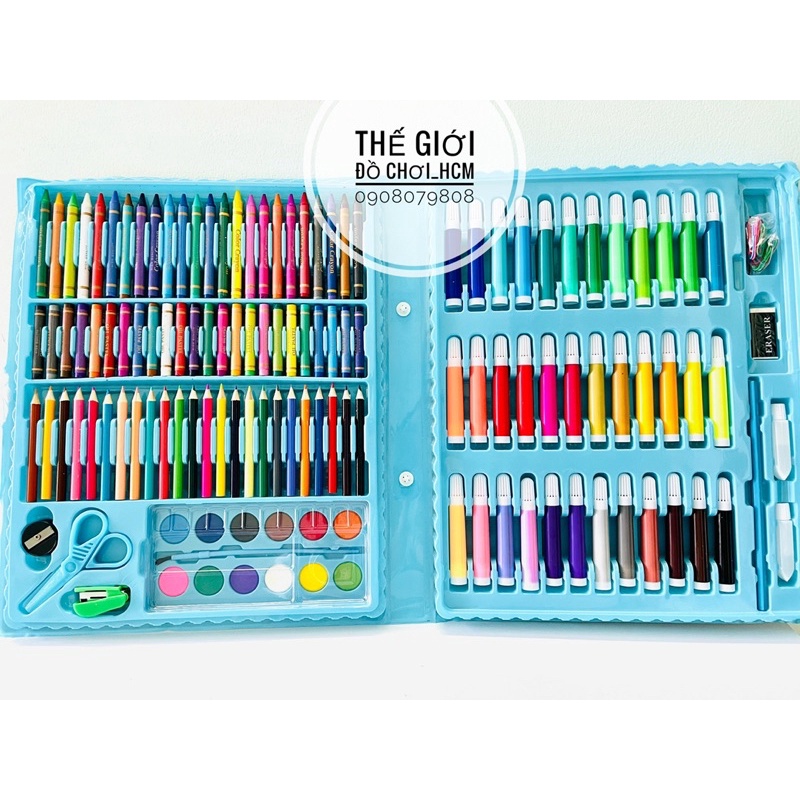 [HÀNG THẬT- CLIP THẬT] Đồ chơi hộp bút màu đa năng lớn 150 chi tiết dành cho bé yêu học vẽ, tô màu đầy sáng tạo.