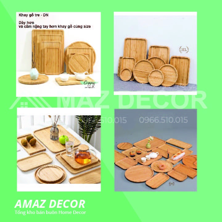 [Giá sỉ] Khay gỗ decor nhiều hình dáng, gỗ đẹp chữ nhật đựng trà đồ ăn dặm các cỡ