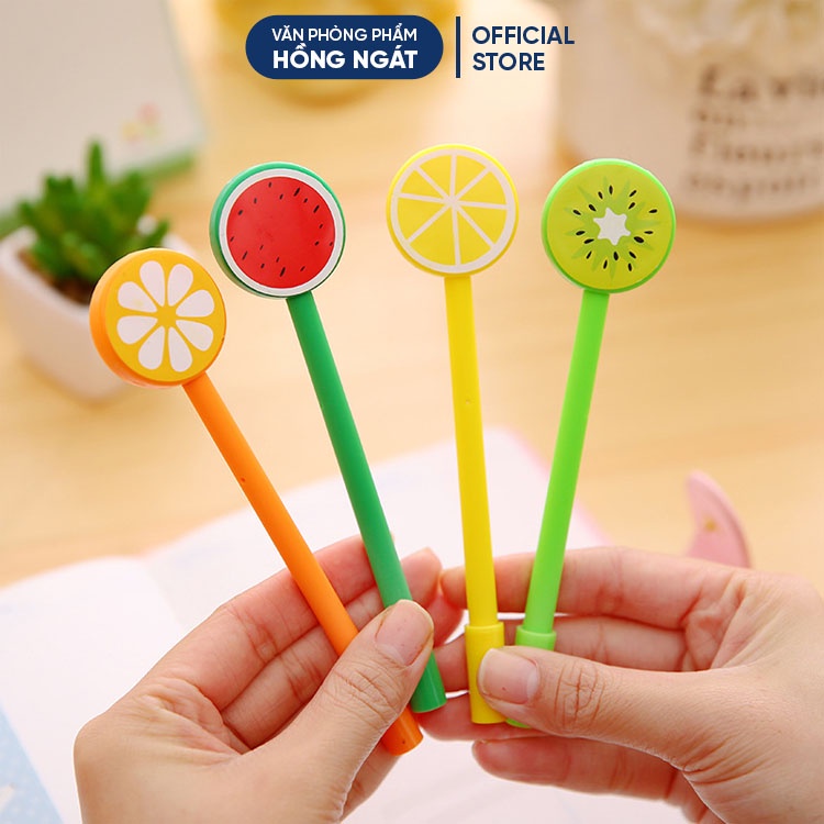 Bút bi cute hình hoa quả, bút bi nước mực gel đen ngòi 0.5mm nhiều màu dễ thương đồ dùng học tập B09