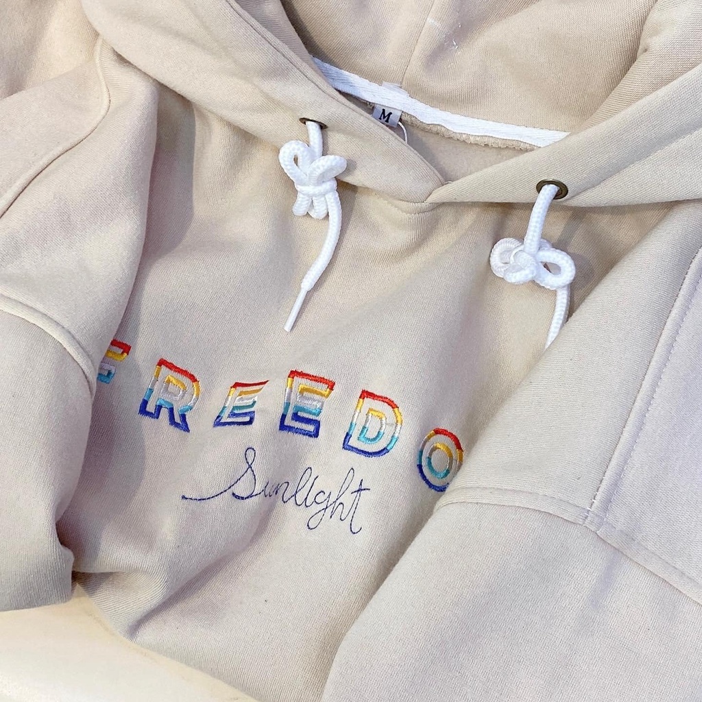 Áo Hoodie Freedom Màu Be Chất Nỉ Cotton Samsam4896