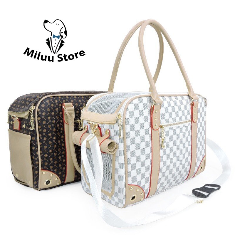 Túi chó mèo thời trang, họa tiết Luôn Vui Tươi (Louis Vuitton), 3 loại kiểu dáng, túi rộng và to, dùng được trong nhiều