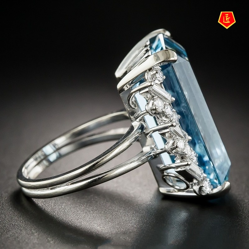 Nhẫn đính đá sapphire nhân tạo thời trang sang trọng