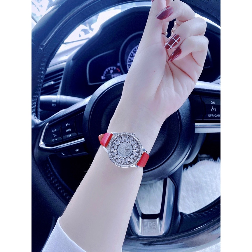 Đồng hồ nữ dây da, đồng hồ nữ GULENA chính hãng, mặt đính kim cương nhân tạo siêu cao cấp, sang chảnh, thời trang hot
