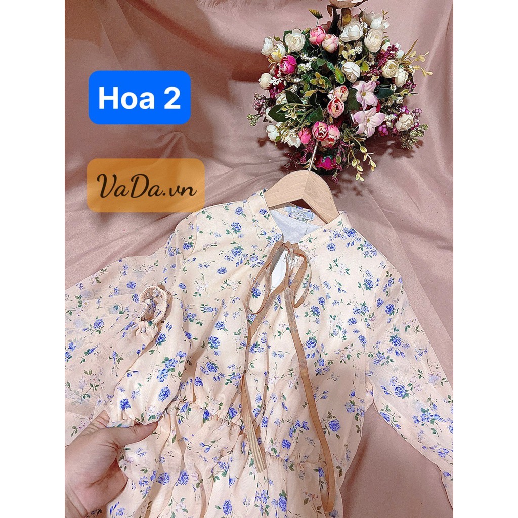 Đầm xoè Hoa cổ nơ dạo phố ,đi biển đẹp ngất ngây 2021 - Thời Trang VADA - Đ37